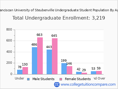 Franciscan University of Steubenville 2024 Undergraduate Enrollment by Age chart