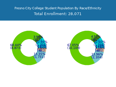 Fresno City College 2025 Student Population by Gender and Race chart
