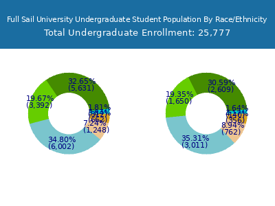 Full Sail University 2025 Undergraduate Enrollment by Gender and Race chart