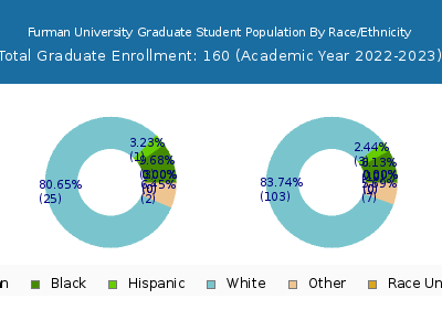 Furman University 2023 Graduate Enrollment by Gender and Race chart