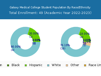 Galaxy Medical College 2023 Student Population by Gender and Race chart