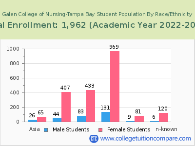 Galen College of Nursing-Tampa Bay 2023 Student Population by Gender and Race chart