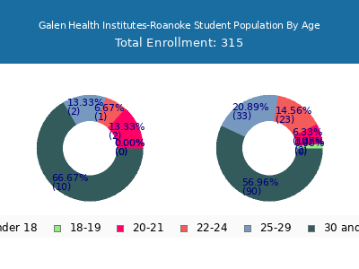 Galen Health Institutes-Roanoke 2024 Student Population Age Diversity Pie chart