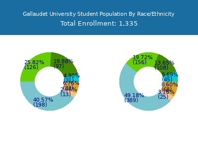 Gallaudet University 2025 Student Population by Gender and Race chart