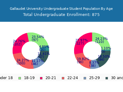 Gallaudet University 2025 Undergraduate Enrollment Age Diversity Pie chart