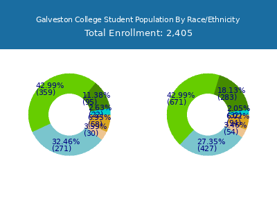 Galveston College 2025 Student Population by Gender and Race chart