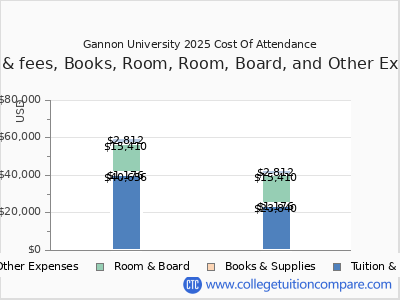 Gannon University 2025 COA (cost of attendance) chart