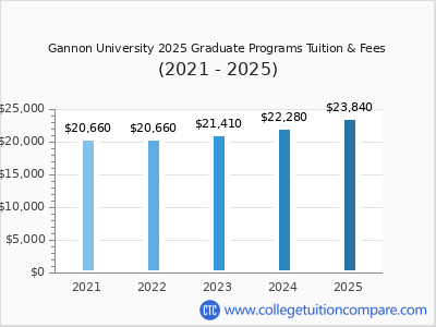 Gannon University 2025 graduate tuition chart