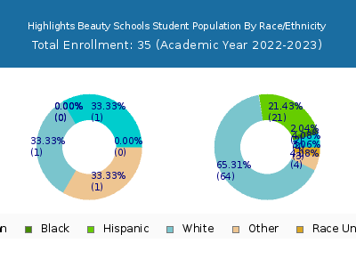 Highlights Beauty Schools 2023 Student Population by Gender and Race chart