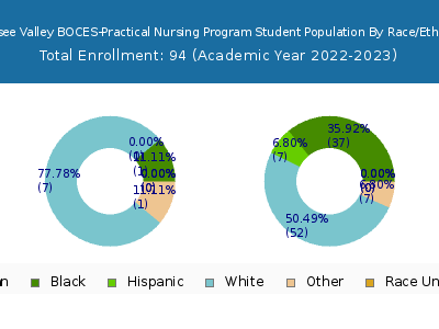 Genesee Valley BOCES-Practical Nursing Program 2023 Student Population by Gender and Race chart