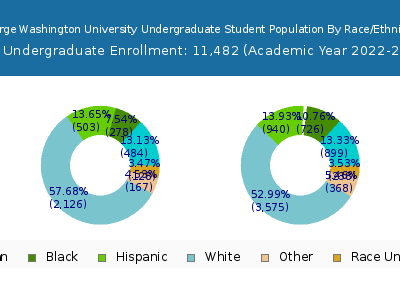 George Washington University 2023 Undergraduate Enrollment by Gender and Race chart