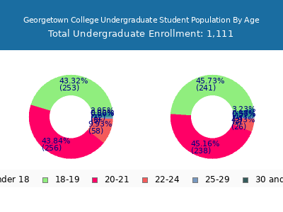Georgetown College 2025 Undergraduate Enrollment Age Diversity Pie chart