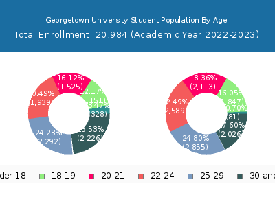Georgetown University 2023 Student Population Age Diversity Pie chart