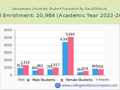 Georgetown University 2023 Student Population by Gender and Race chart