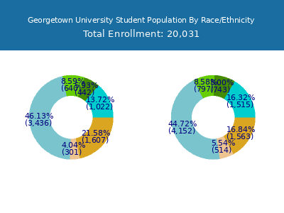 Georgetown University 2025 Student Population by Gender and Race chart