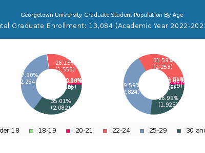 Georgetown University 2023 Graduate Enrollment Age Diversity Pie chart