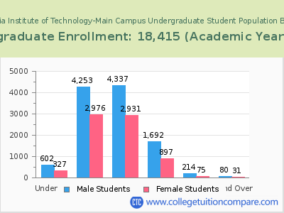 Georgia Institute of Technology-Main Campus 2023 Undergraduate Enrollment by Age chart