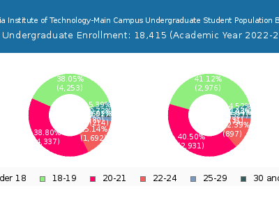 Georgia Institute of Technology-Main Campus 2023 Undergraduate Enrollment Age Diversity Pie chart