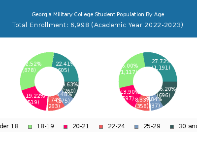 Georgia Military College 2023 Student Population Age Diversity Pie chart
