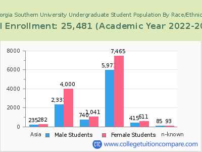 Georgia Southern University 2023 Undergraduate Enrollment by Gender and Race chart