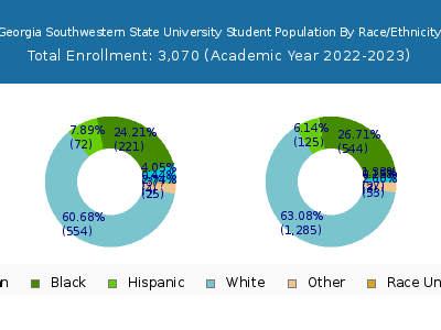 Georgia Southwestern State University 2023 Student Population by Gender and Race chart