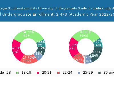 Georgia Southwestern State University 2023 Undergraduate Enrollment Age Diversity Pie chart