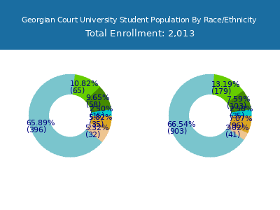 Georgian Court University 2025 Student Population by Gender and Race chart