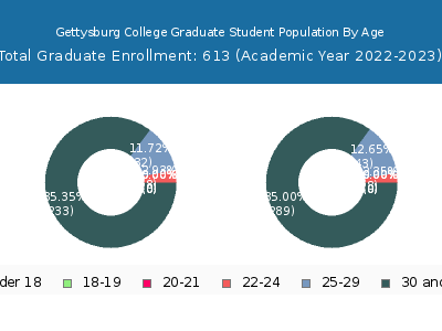 Gettysburg College 2023 Graduate Enrollment Age Diversity Pie chart