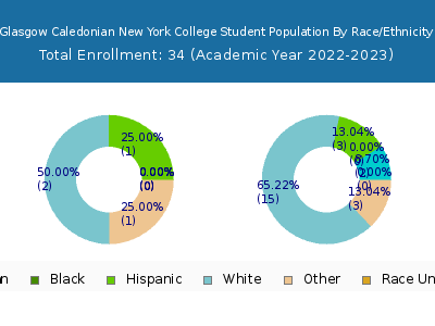 Glasgow Caledonian New York College 2023 Student Population by Gender and Race chart