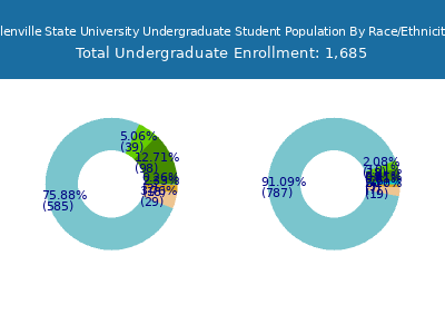 Glenville State University 2025 Undergraduate Enrollment by Gender and Race chart
