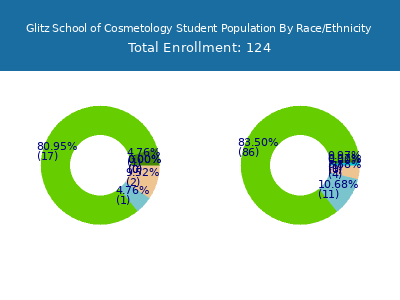 Glitz School of Cosmetology 2025 Student Population by Gender and Race chart