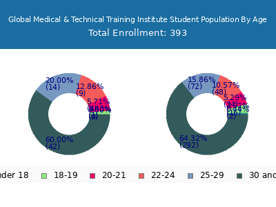 Global Medical & Technical Training Institute 2024 Student Population Age Diversity Pie chart