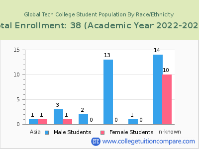 Global Tech College 2023 Student Population by Gender and Race chart