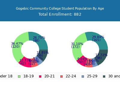 Gogebic Community College 2025 Student Population Age Diversity Pie chart