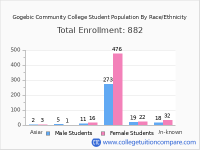 Gogebic Community College 2025 Student Population by Gender and Race chart