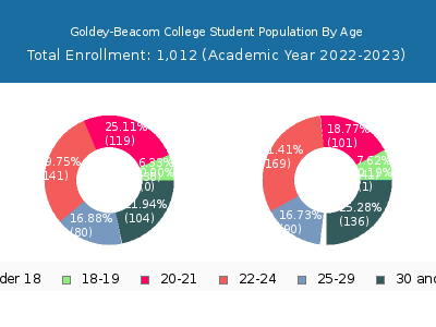 Goldey-Beacom College 2023 Student Population Age Diversity Pie chart