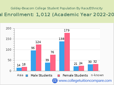 Goldey-Beacom College 2023 Student Population by Gender and Race chart