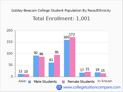 Goldey-Beacom College 2025 Student Population by Gender and Race chart