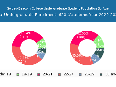 Goldey-Beacom College 2023 Undergraduate Enrollment Age Diversity Pie chart