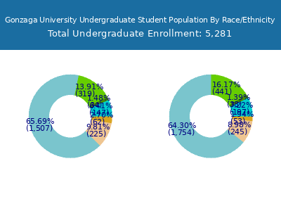 Gonzaga University 2025 Undergraduate Enrollment by Gender and Race chart