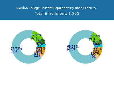 Gordon College 2025 Student Population by Gender and Race chart
