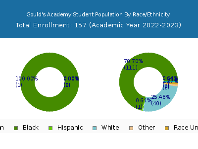 Gould's Academy 2023 Student Population by Gender and Race chart