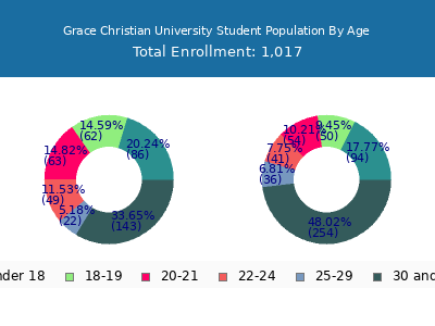 Grace Christian University 2024 Student Population Age Diversity Pie chart
