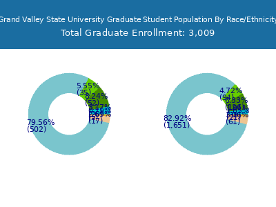 Grand Valley State University 2025 Graduate Enrollment by Gender and Race chart