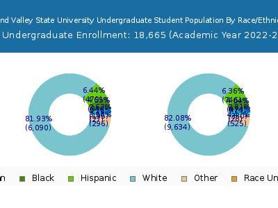 Grand Valley State University 2023 Undergraduate Enrollment by Gender and Race chart