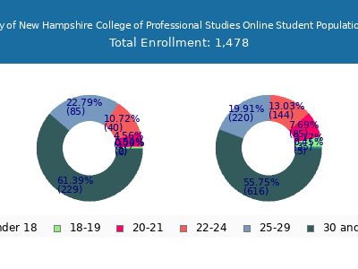 University of New Hampshire College of Professional Studies Online 2025 Student Population Age Diversity Pie chart