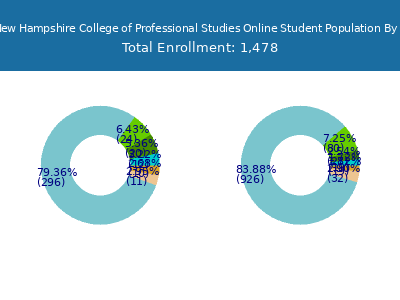 University of New Hampshire College of Professional Studies Online 2025 Student Population by Gender and Race chart