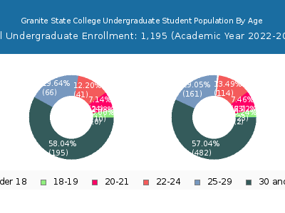 Granite State College 2023 Undergraduate Enrollment Age Diversity Pie chart
