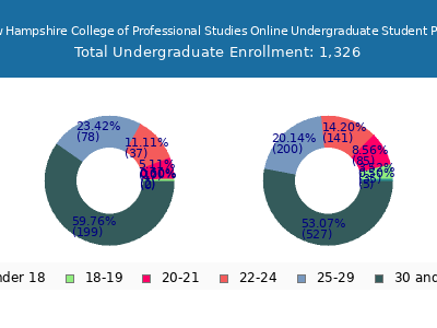 University of New Hampshire College of Professional Studies Online 2025 Undergraduate Enrollment Age Diversity Pie chart