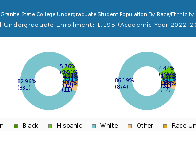 Granite State College 2023 Undergraduate Enrollment by Gender and Race chart